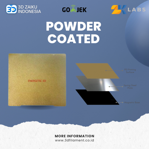 Original Energetic Powder Coated PEI 3D Printer Bed and Addon Magnetic - 23,5 x 23,5 cm